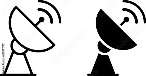 Satellite vector icon set. Wireless satellite dish symbol
