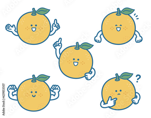 Illustration of grapefruit character pose set