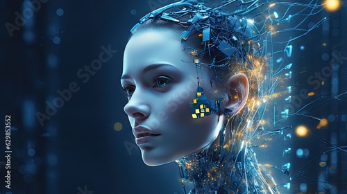 Sentient AI young female, artificial intelligence