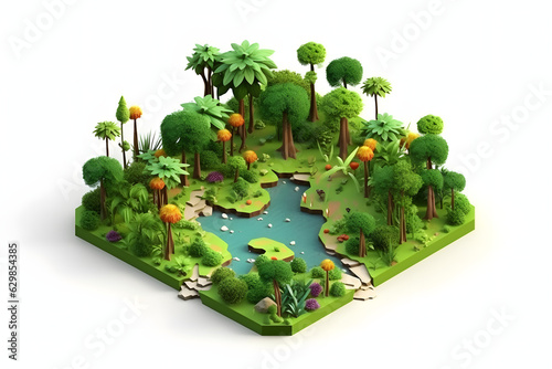 Fototapeta Naklejka Na Ścianę i Meble -  3d isometric forest Made with Generative AI