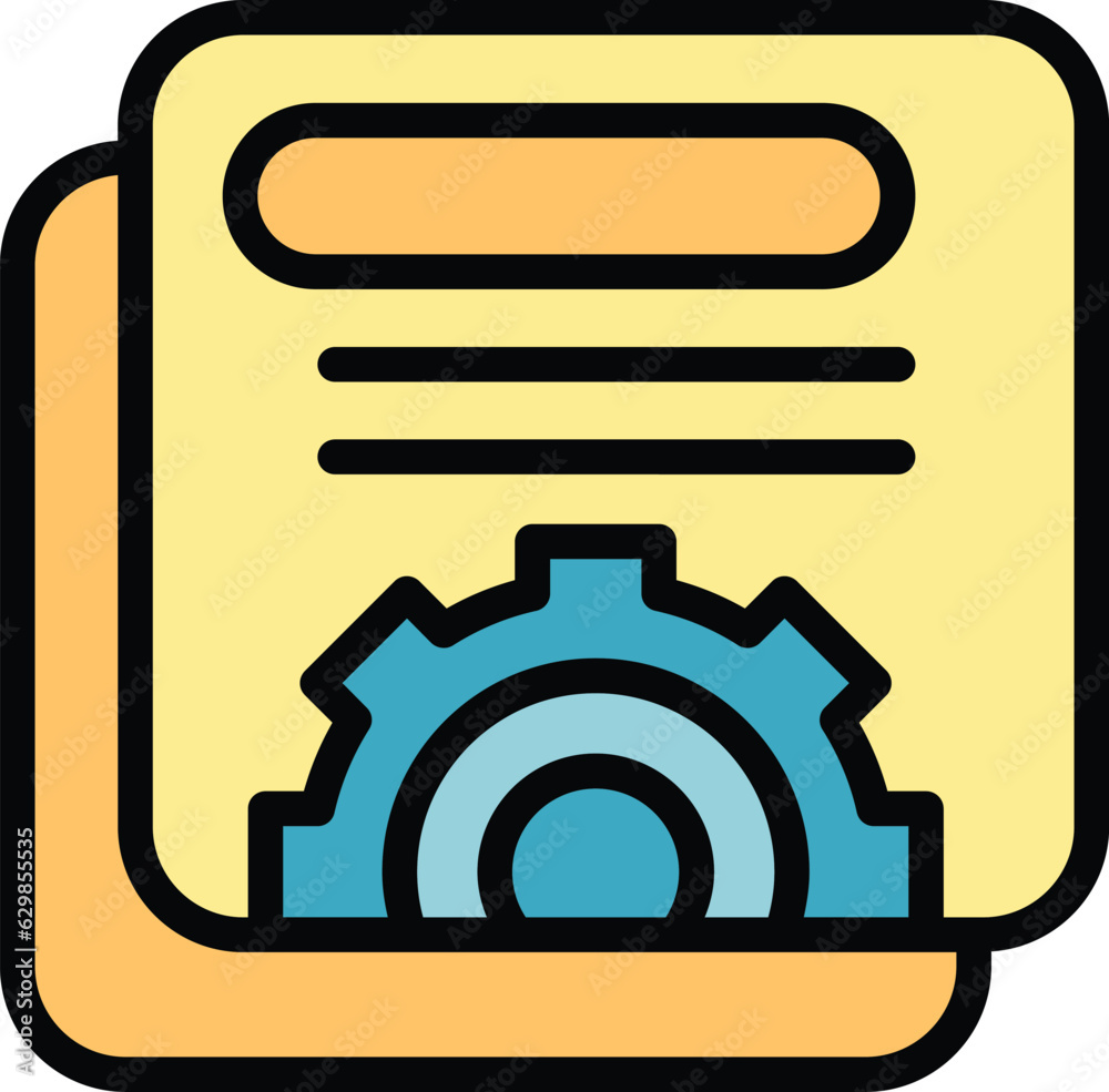 Gear study case icon outline vector. Learn data. Paper digital color flat Gear study case icon outline vector. Learn data. Paper digital color flat