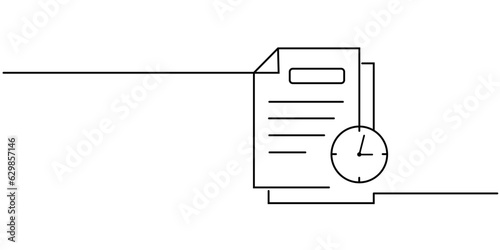 continuous line drawing document paper vector illustration	