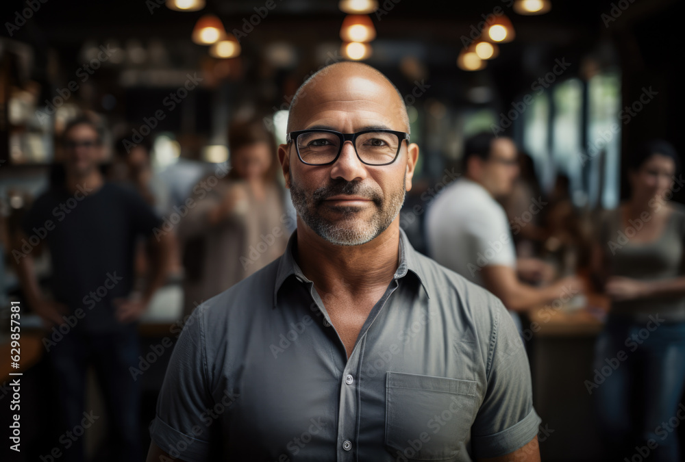 Portrait of a proud business owner in his business premises. Generative AI.