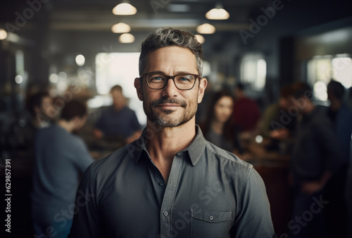 Portrait of a proud business owner in his business premises. Generative AI. © JuanM