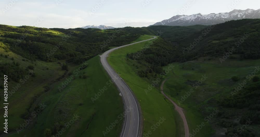 Breathtaking Scenic Mountain Highway near Hunstville and Ogden, Utah - Aerial Breathtaking Scenic Mountain Highway near Hunstville and Ogden, Utah - Aerial