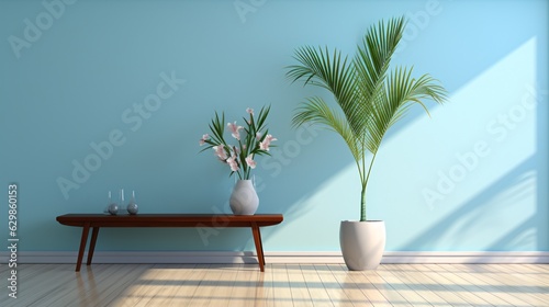 Light and Airy Palm Against Blue Wall © czphoto