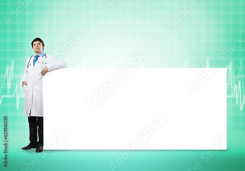 Doctor with banner