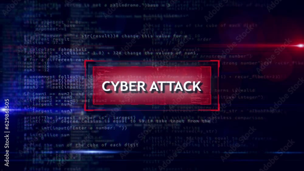 4K Red warning alert System Virus hack security breach computer hacking warning message hacked. Hacker attack. Intrusion, cybersecurity, information protection, data breach concept. Hacked scam
