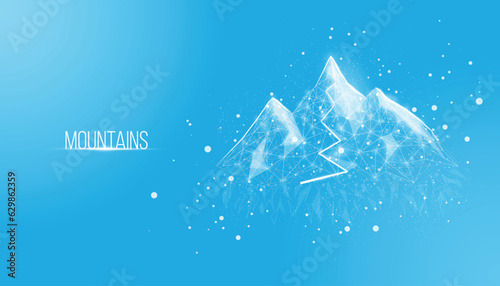 Mountains. Mountain path. Success business startup, innovation, growth, travel, freedom concept. Polygonal wireframe vector illustration
