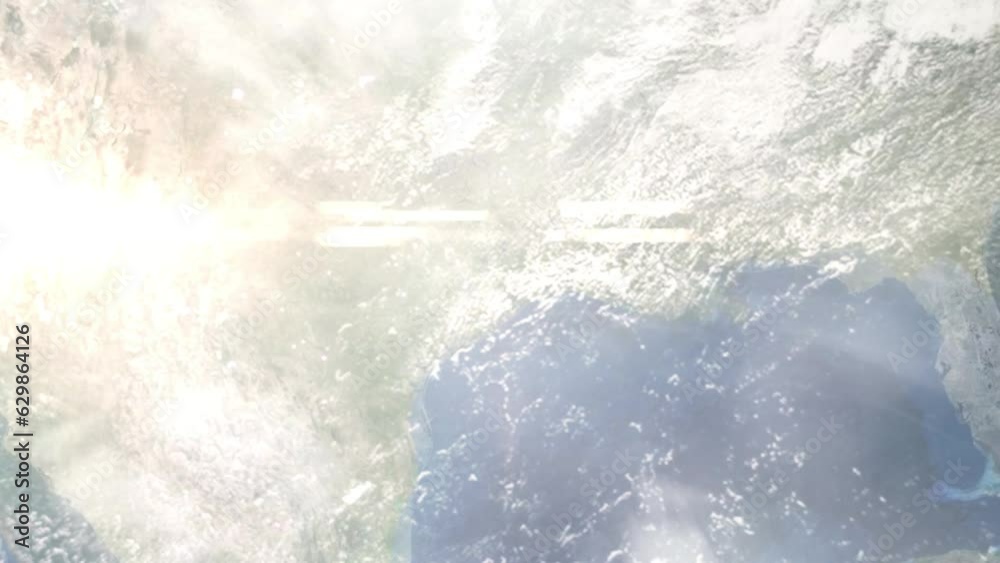 Zoom in from space and focus on Atascocita, Texas, USA. 3D Animation. Background for travel intro. Elements of this image furnished by NASA Zoom in from space and focus on Atascocita, Texas, USA. 3D Animation. Background for travel intro. Elements of this image furnished by NASA