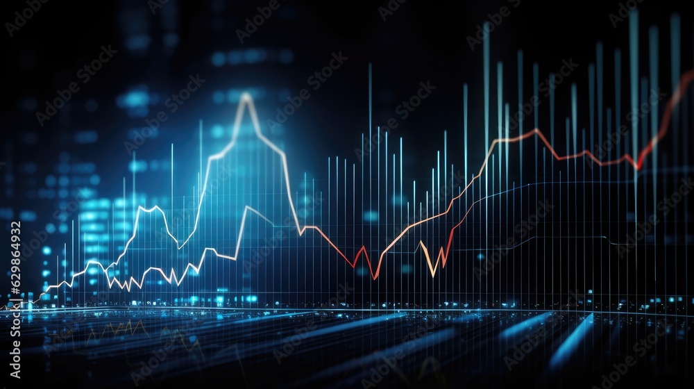 Business digital graph chart in stock trade market growth investment, generative ai Business digital graph chart in stock trade market growth investment, generative ai
