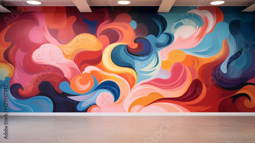 abstract colorful background mockup room interia design photo