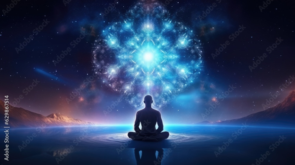 Universe cosmos meditation background chakras prana the mind of god and spirituality, generative ai