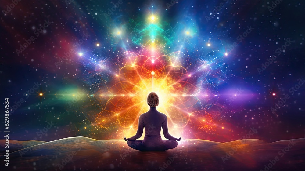 Universe cosmos meditation background chakras prana the mind of god and spirituality, generative ai