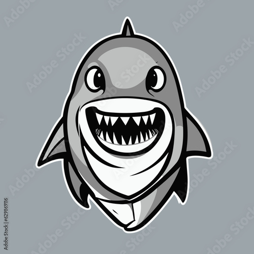 shark cartoon  vector  face  illustration
