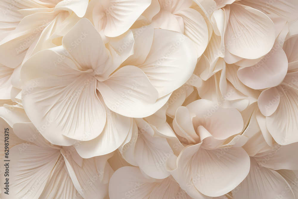 A seamless pattern showcases a cascade of soft petals, arranged in a harmonious and balanced composition. The petals, with their gentle curves and graceful lines, create a soothing A seamless pattern showcases a cascade of soft petals, arranged in a harmonious and balanced composition. The petals, with their gentle curves and graceful lines, create a soothing