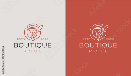 Rose Leaf Flower Plant Logo. Universal creative premium symbol. Vector sign icon logo template. Vector illustration