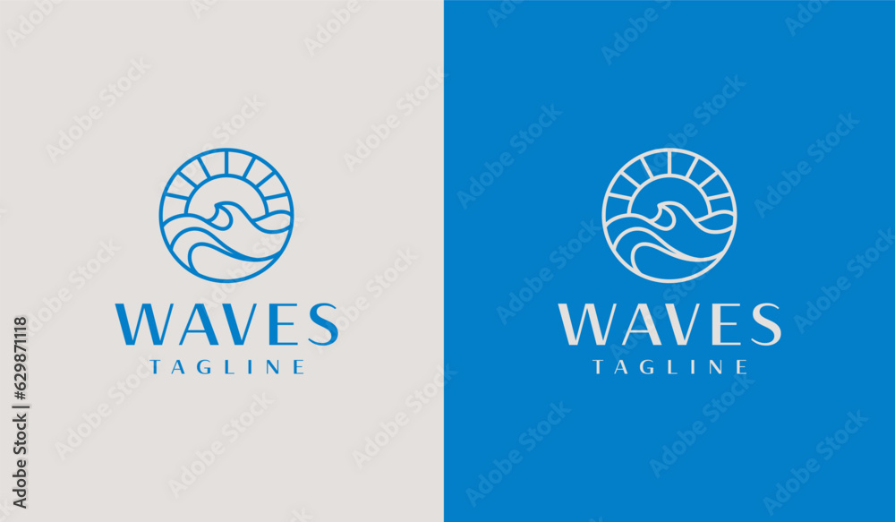 Sunset wave Monoline Logo Template. Universal creative premium symbol. Vector illustration Sunset wave Monoline Logo Template. Universal creative premium symbol. Vector illustration