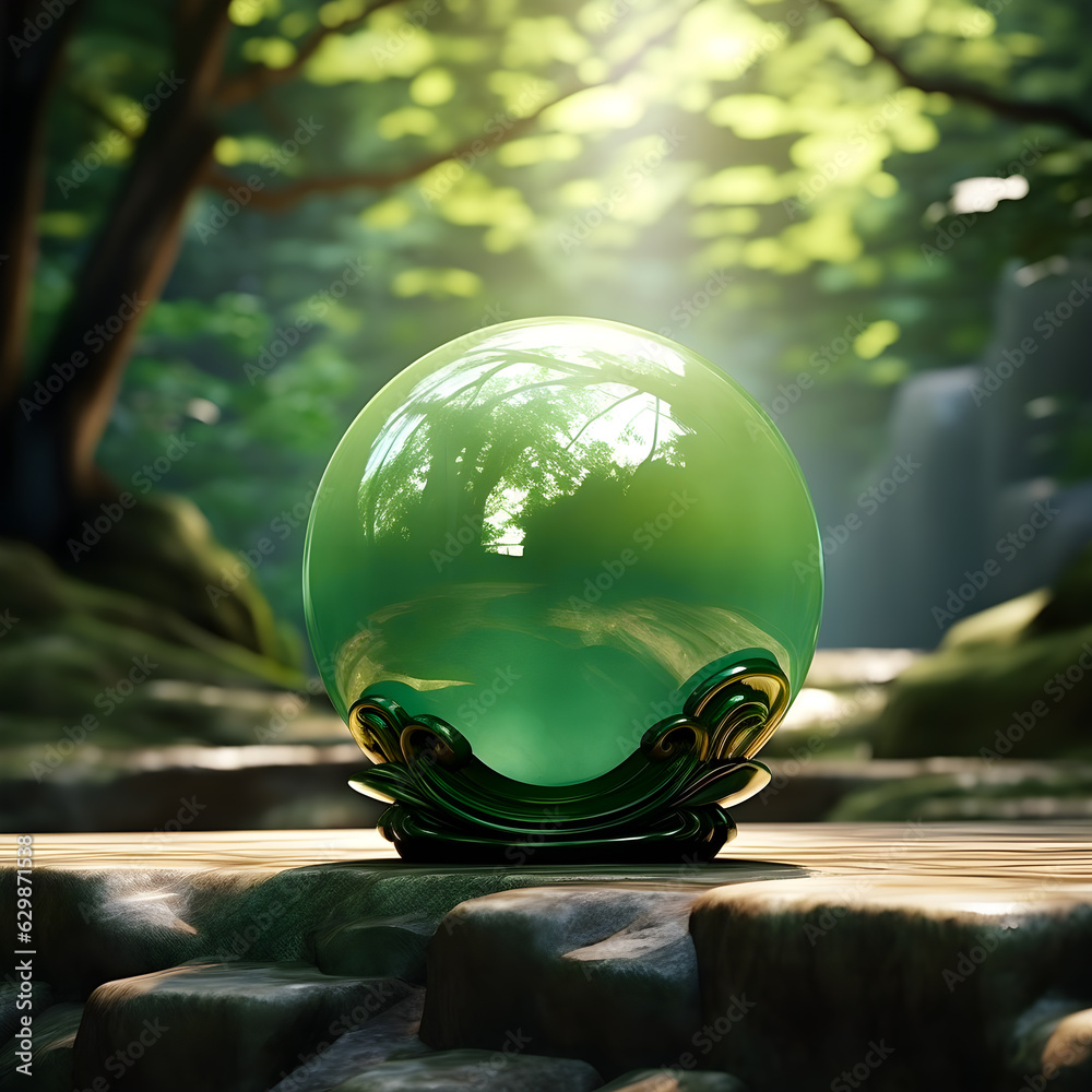 Beautiful perfect ball of jade in a beautiful natural setting