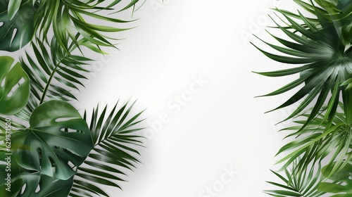 Palm leaves  isolated on white  Generative ai