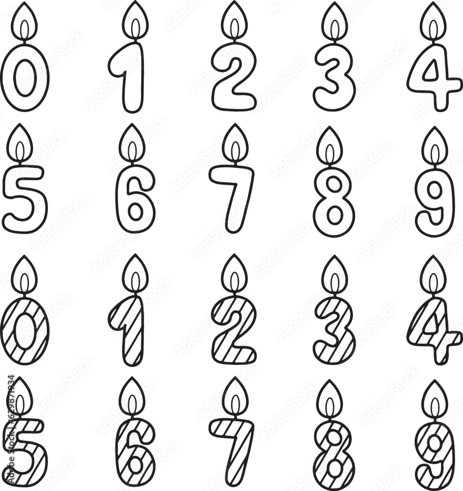 Number candle birthday party doodle Number candle birthday party doodle
