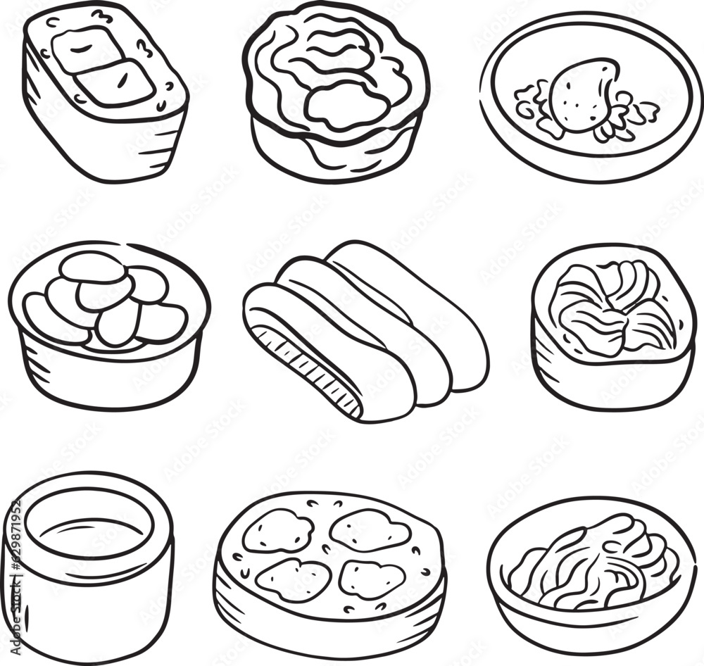 Japanese food sushi menu doodle