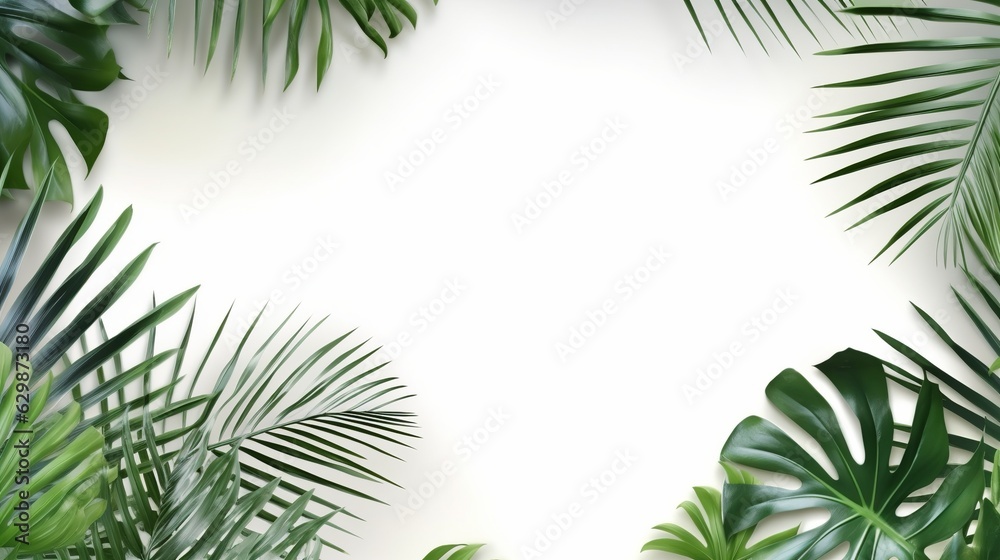 Palm leaves, isolated on white, Generative ai