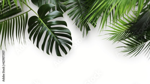 Palm leaves  isolated on white  Generative ai