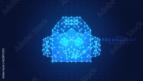 Contact support sign and symbols. Modern digital low polygon style
