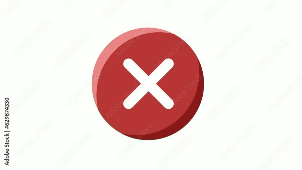 close, cross or cancel choice icon animation on a white background in 4k video close, cross or cancel choice icon animation on a white background in 4k video