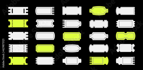 Set of retro tickets shapes, stickers, labels with copy space, old fashioned ticket frames, vector design elements.
