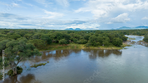 Aerial view of Nyerere national Park in Rifuji Tanzania