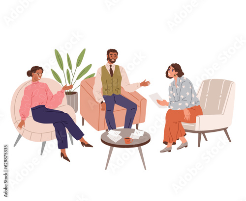 People office work. Vector illustration. People in office work alongside colleagues from diverse backgrounds and experiences Office workers understand importance of teamwork in achieving success