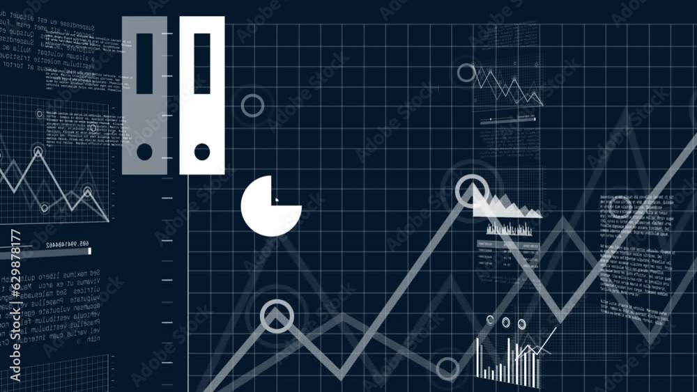 Animation of scopes and computer data processing over dark background Animation of scopes and computer data processing over dark background