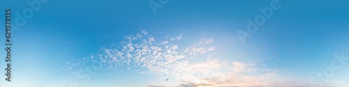 Photography Sunset sky panorama with golden pink Cirrus clouds