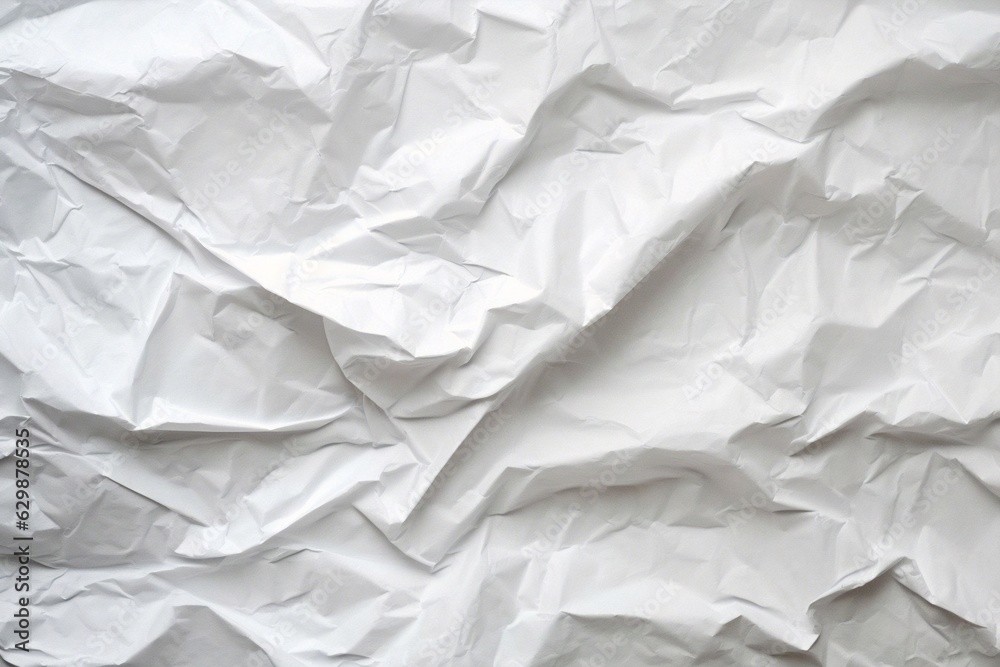 Naklejka premium Generative AI : Recycled crumpled white paper texture or paper background for design with copy space for text or image
