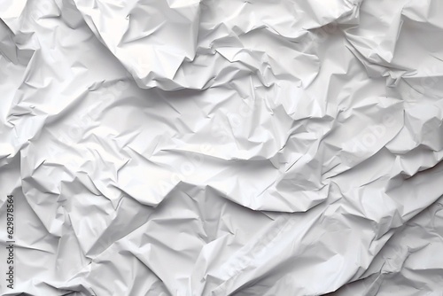 Generative AI : Recycled crumpled white paper texture or paper background for design with copy space for text or image