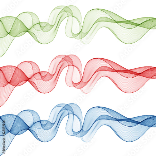 Set of colored waves. Vector abstract wave patterns. eps 10