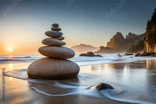 stones on the beach generating by AI technology