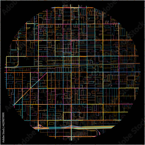 Colorful Map of Fontana, California with all major and minor roads.