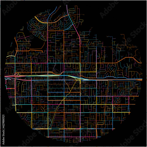 Colorful Map of MorenoValley, California with all major and minor roads.