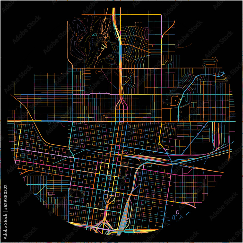 Colorful Map of Amarillo, Texas with all major and minor roads. Stock ...