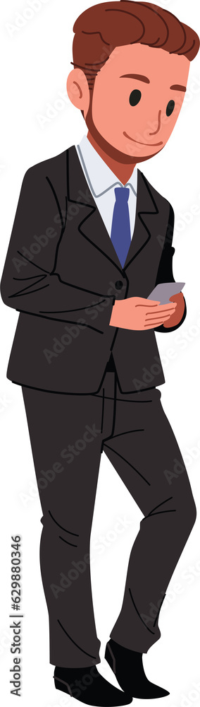 Businessman using smartphone illustration