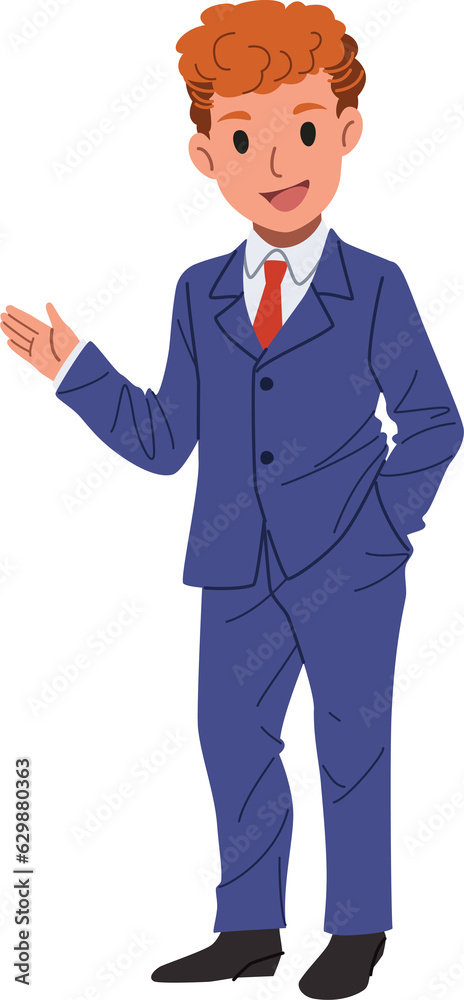 Confidence businessman open hand illustration Confidence businessman open hand illustration