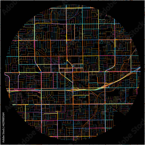 Colorful Map of GardenGrove, California with all major and minor roads.