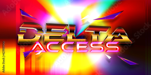 Old School 80s delta access retro futuristic shiny metallic editable text effect