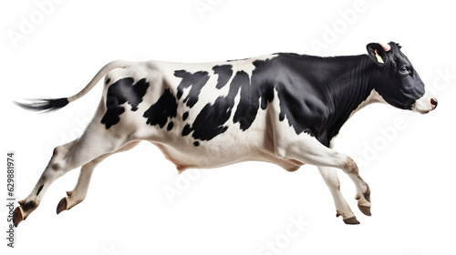 Transparent Playful Farm Charm  Jumping Spotted Cow - Standing Full-Length Farm Animal Image for Sale. Transparent background