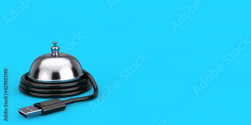 Service Ring Bell with USB Cable. 3d Rendering