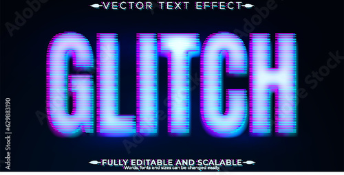 Glitch vhs text effect, editable digital signal and technology text style
