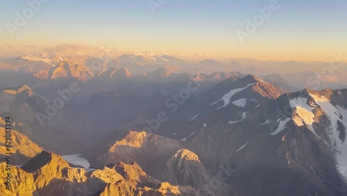 Andes Mountains. aerial view of Andes mountains at sunrise. 4k video.
